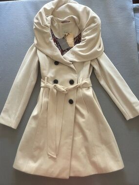 ✨ NWT ✨ Elevenses Anthropologie Cream Wool Wrap Coat - Medium